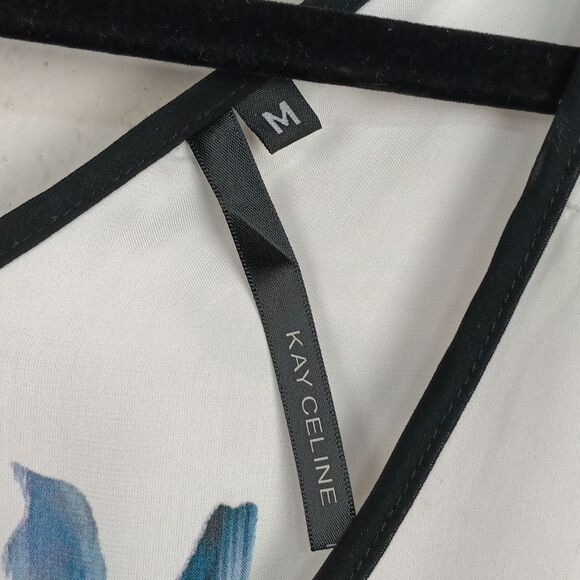 Kay Celine Womens Abstract Multicolor Sleeveless Sheer Silk Blend Top sz M - Picture 9 of 14